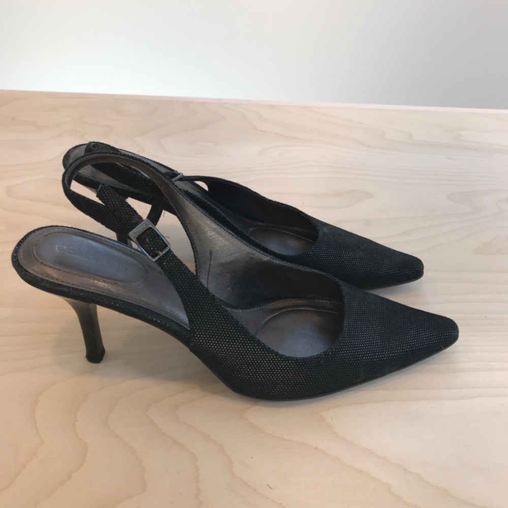 Vintage black slingback heels
